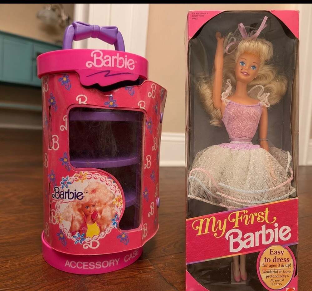 Vintage Barbie Lot – 1993 My First Barbie Doll + Barbie Accessory Case